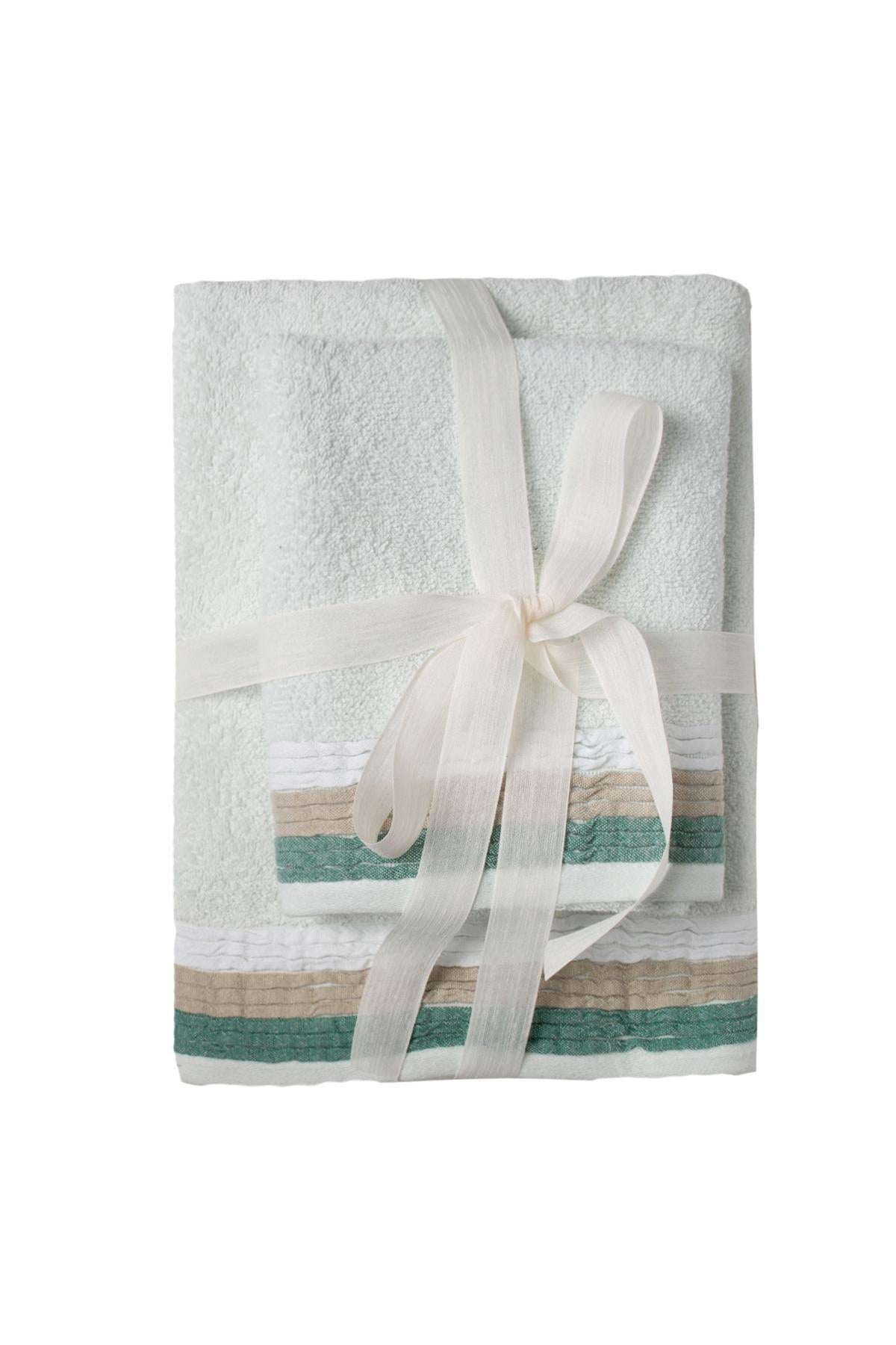 Set of 2 Bordered Towels Mint