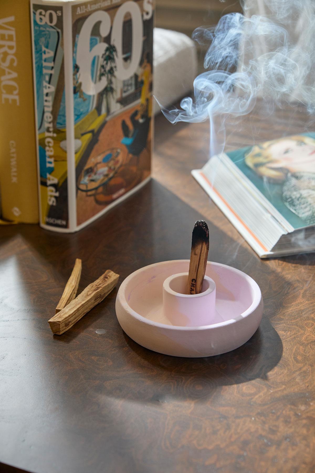 Concrete Palo Santo Incense Burner Orange Lilac