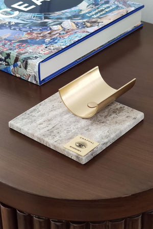 Bosphorus Brass Travertine Incense Burner