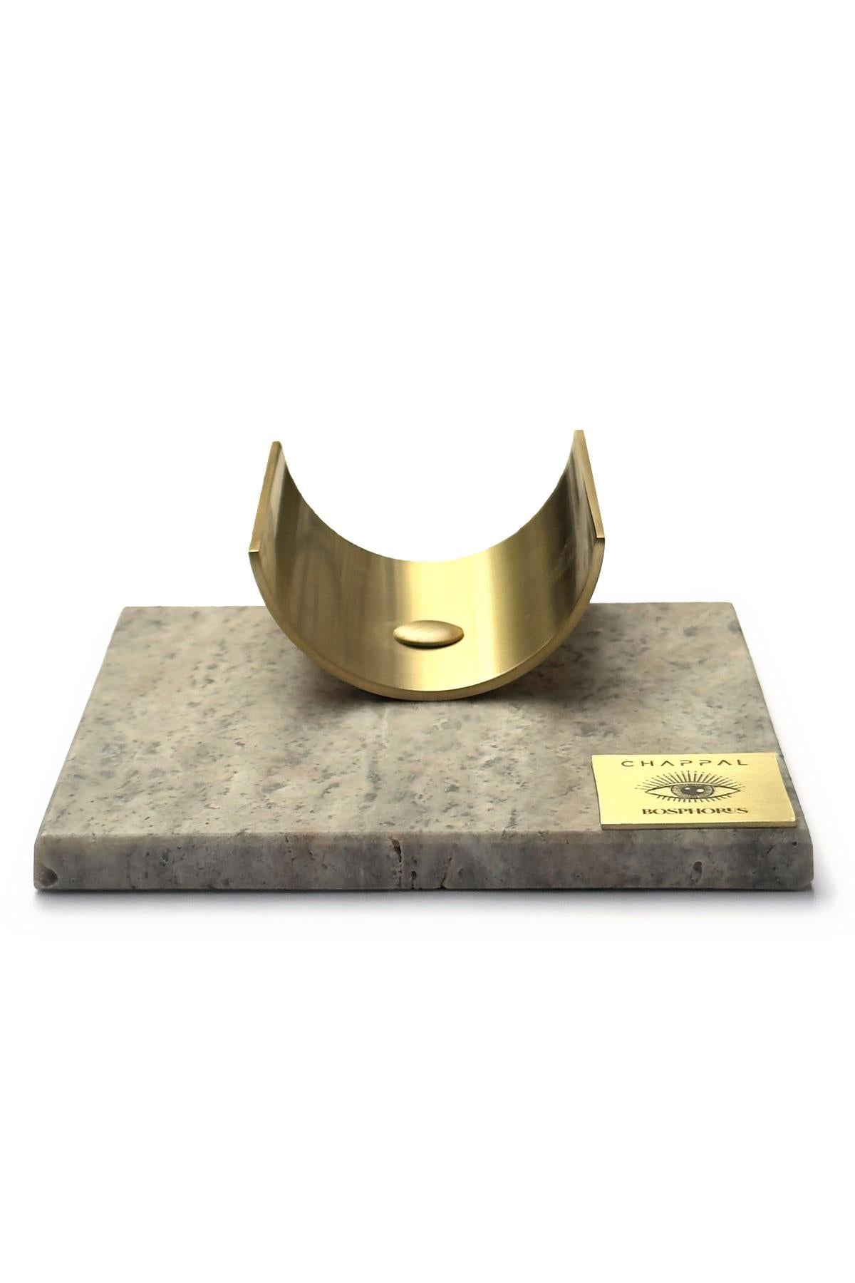 Bosphorus Brass Travertine Incense Burner