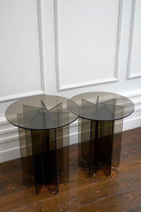 Cubistic Side Glass Coffee Table Set
