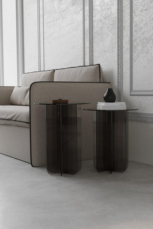 Cubistic Side Glass Coffee Table Set