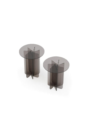 Cubistic Side Glass Coffee Table Set