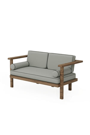 Harmony Iroko Wooden Two Seater Sofa