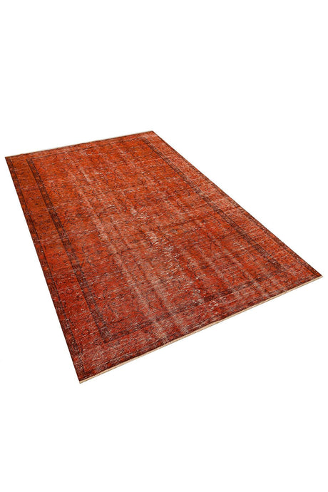 Dark Orange Patterned Woven Carpet