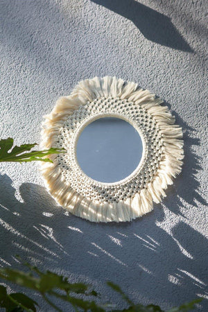 Cream Macrame Mirror