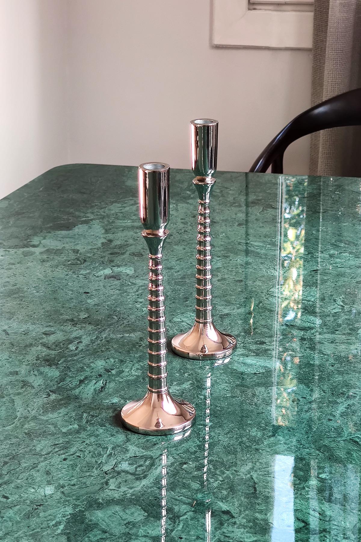 Metal Candlestick Silver Color 28 cm