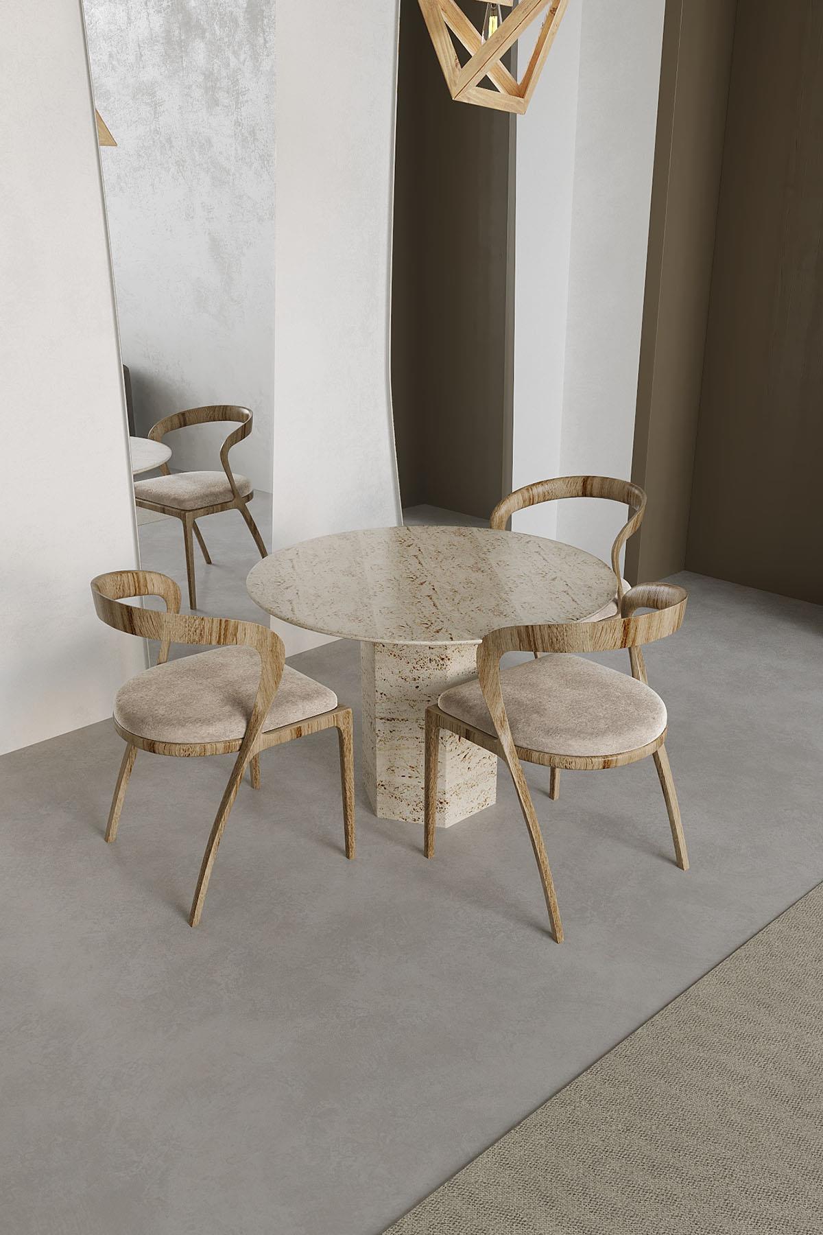 Mia Travertine Dining Table