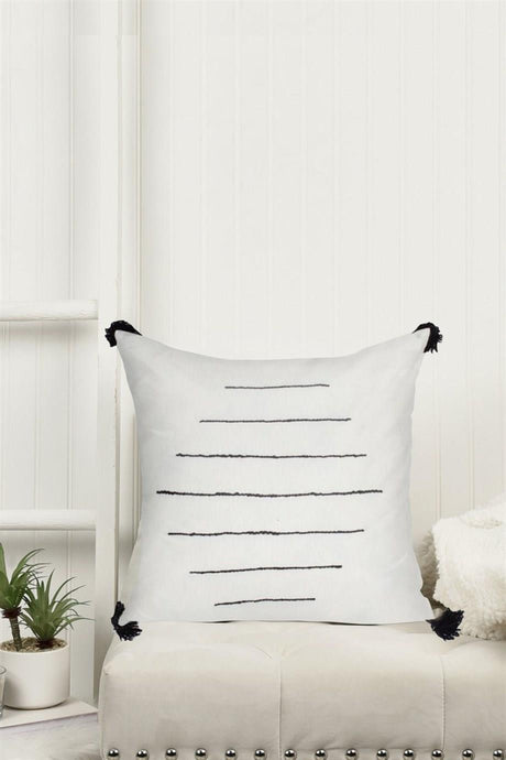 Embroidered Striped Throw Pillow Case