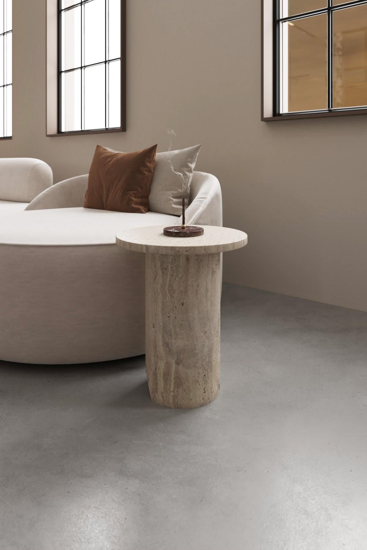 Pinot Travertine Large Side Table