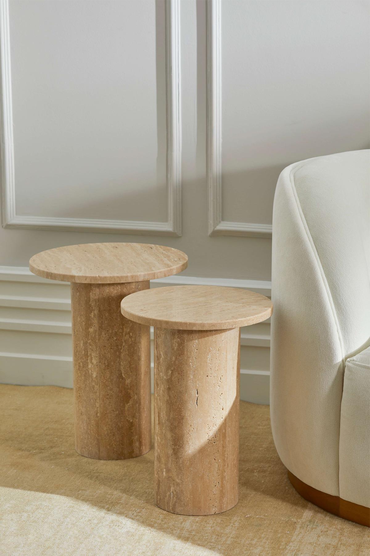 Pinot Travertine Double Side Table