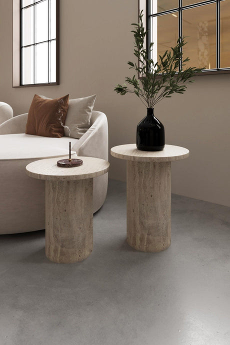 Pinot Travertine Double Side Table