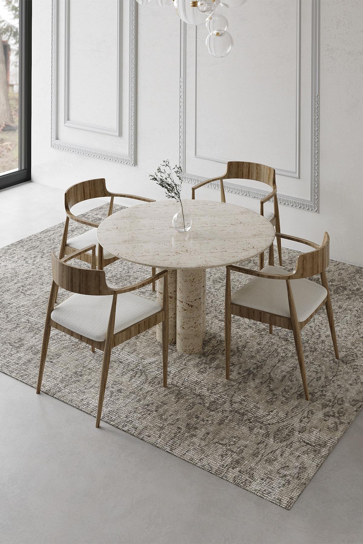 Porto Travertine Dining Table