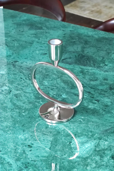 Single Metal Candlestick Silver Color