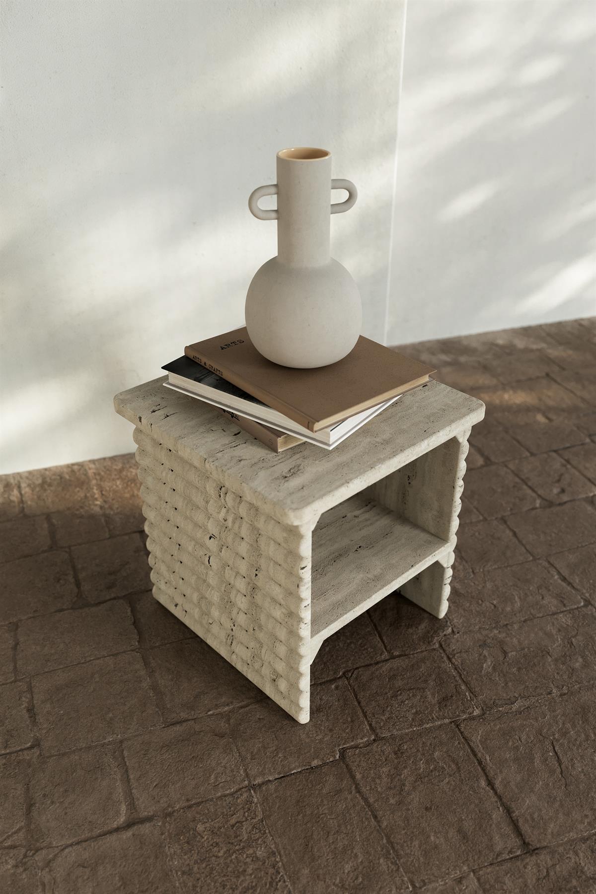 Travertine Side Table