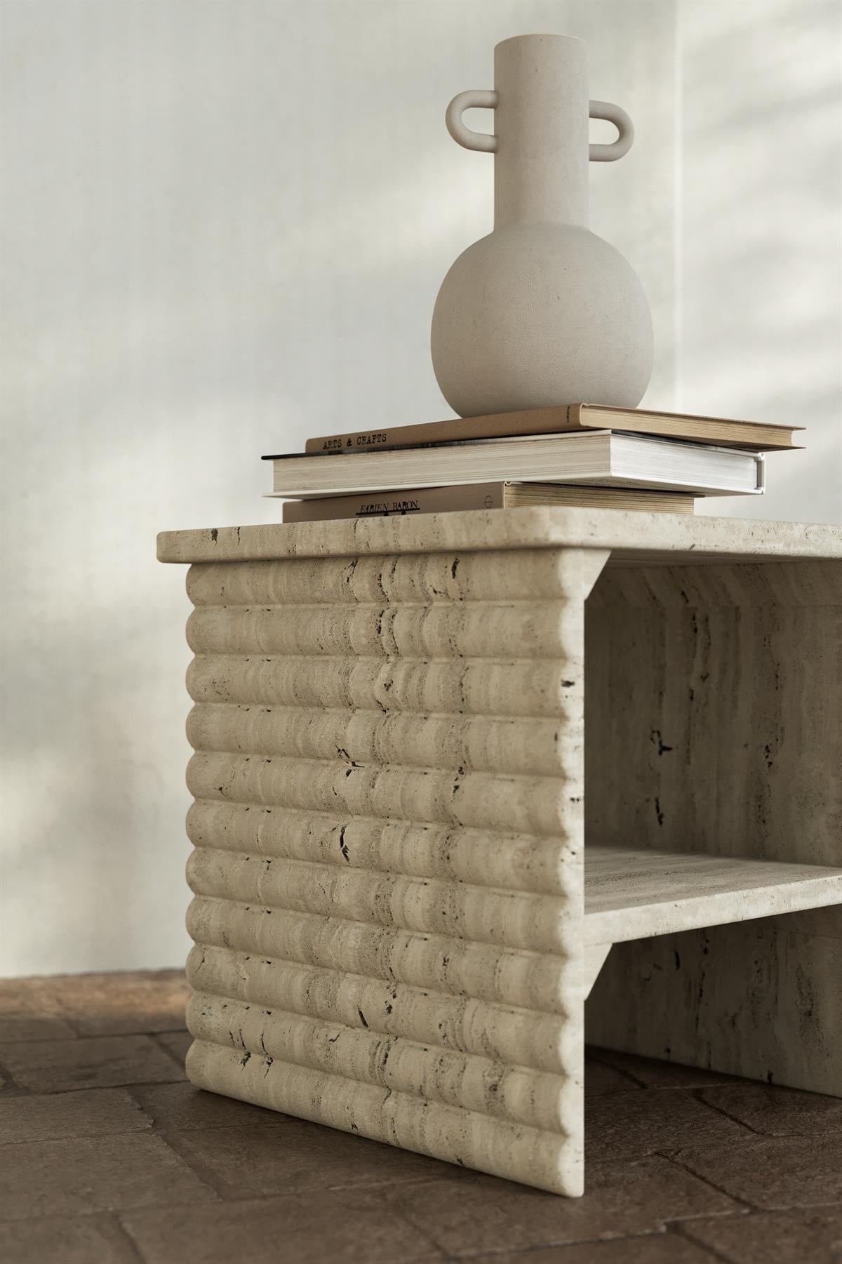 Travertine Side Table