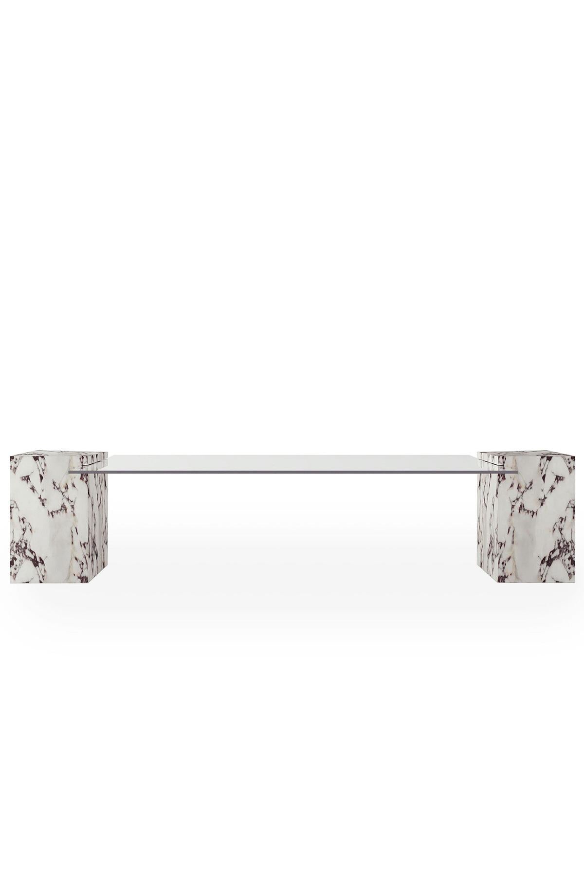 Violet XL Marble Glass Coffee Table